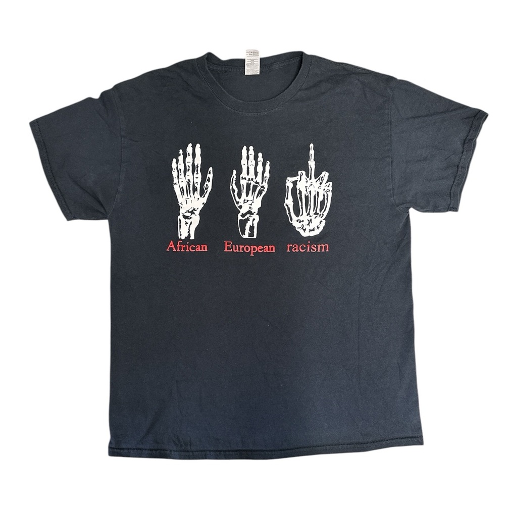 Black Graphic T-Shirt with Skeleton Design